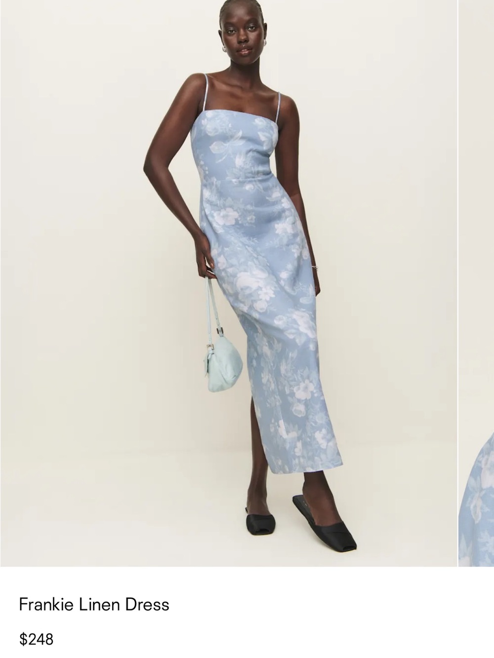 Reformation Frankie Linen Dress in Light Blue Floral
